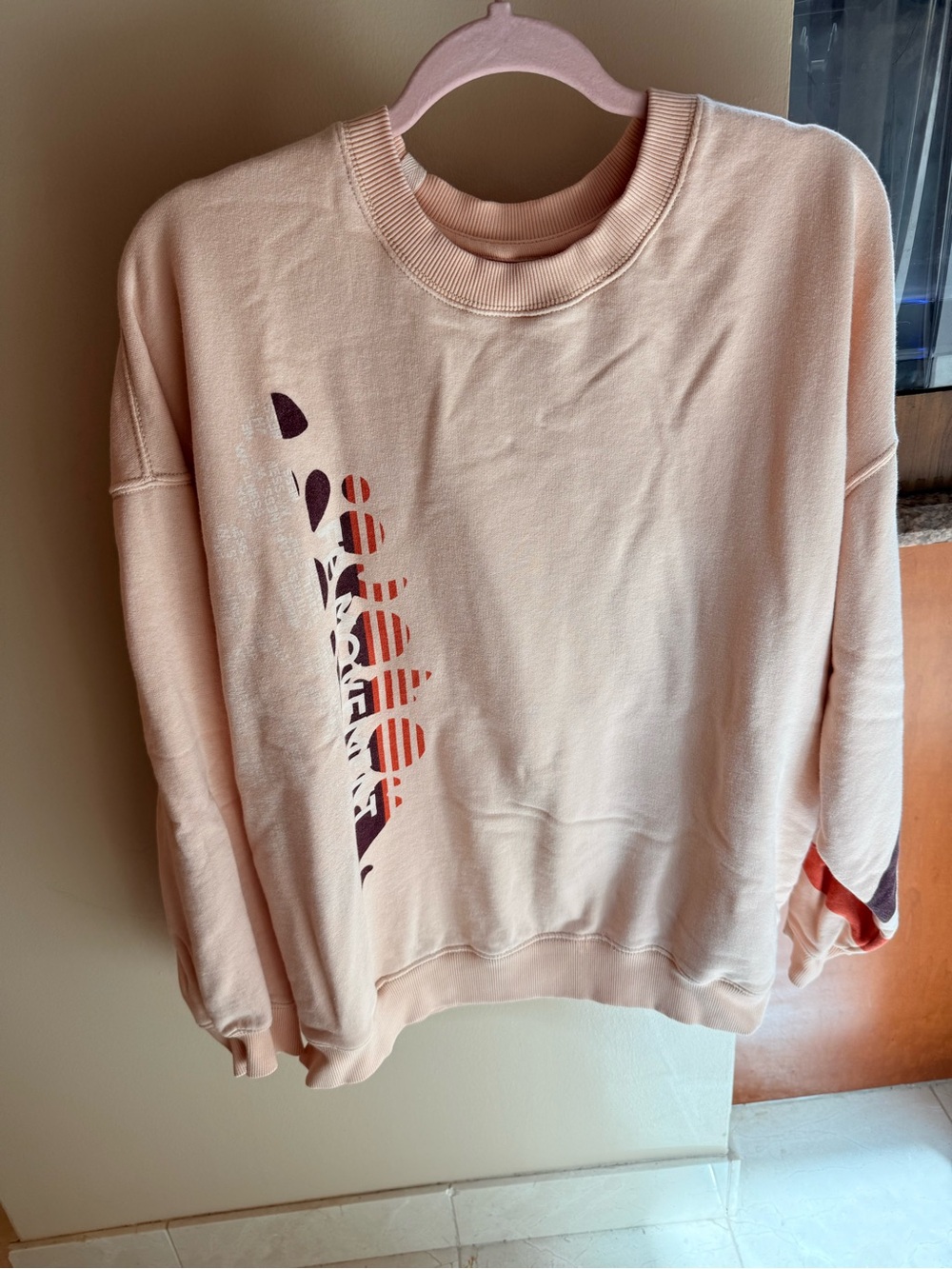 Free People Women's Pink Graphic Crewneck Sweatshirt